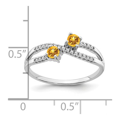 14K White Gold 1/10 ct tw Citrine & Diamond 2-Stone Ring – view 2