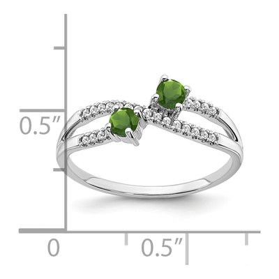 14K White Gold 1/10 ct tw Peridot & Diamond 2-Stone Ring – view 3