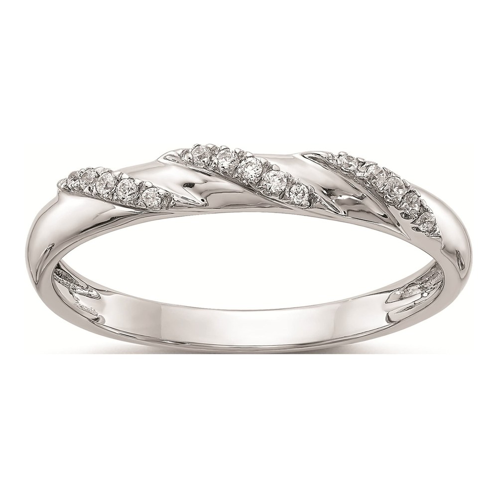 14K White Gold 1/15 ct tw Diamond Trio Wedding Band