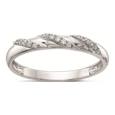 14K White Gold 1/15 ct tw Diamond Trio Wedding Band