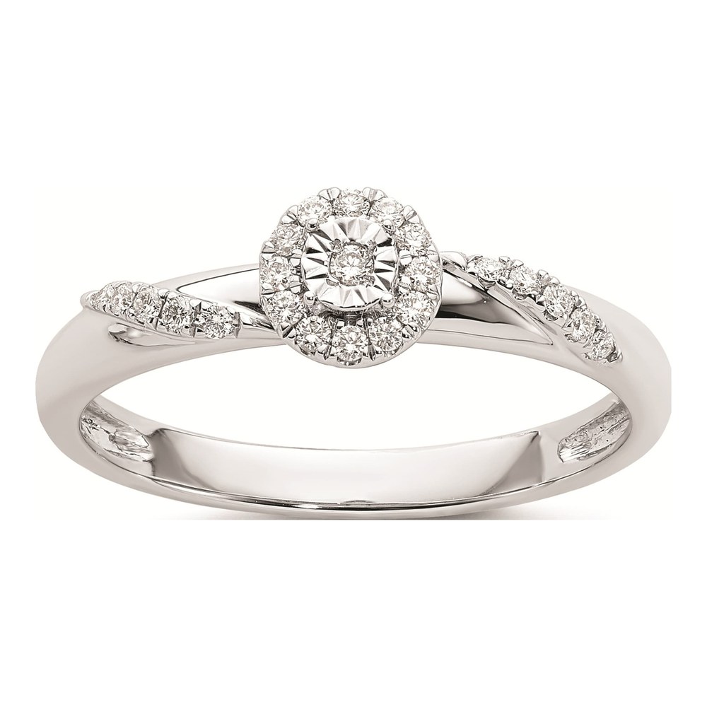 14K White Gold 1/8 ct tw Diamond Halo Engagement Ring
