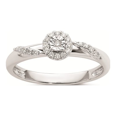 14K White Gold 1/8 ct tw Diamond Halo Engagement Ring