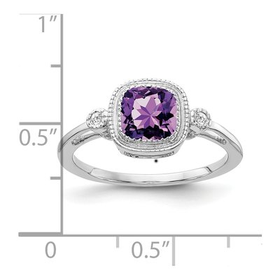 14K White Gold Amethyst & Diamond Cushion Ring – view 3