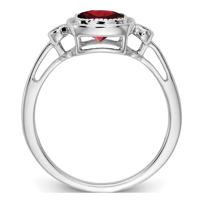 14K White Gold Garnet & Diamond Cushion Bezel Ring – view 2