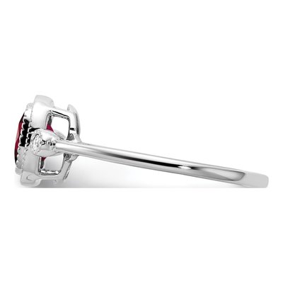 14K White Gold Garnet & Diamond Cushion Bezel Ring – view 5
