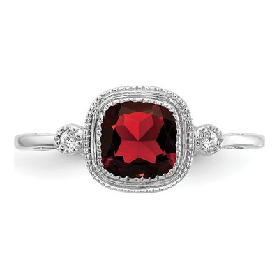 14K White Gold Garnet & Diamond Cushion Bezel Ring – view 6