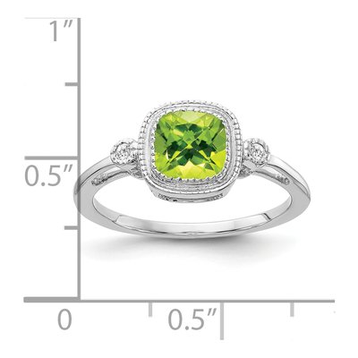 14K White Gold Peridot & Diamond Cushion Ring – view 2