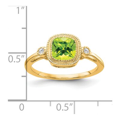 14K Yellow Gold Peridot & Diamond Bezel Ring – view 2
