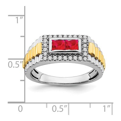 Men's 14K Two-Tone Gold 1/4 ct tw Ruby & Diamond Halo Ring – view 3