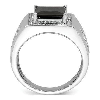 Men's 14K White Gold 1/2 ct tw Onyx & Diamond Cross Ring – view 3