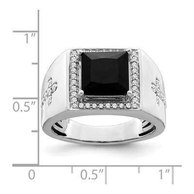 Men's 14K White Gold 1/2 ct tw Onyx & Diamond Cross Ring – view 4