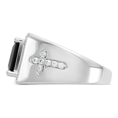 Men's 14K White Gold 1/2 ct tw Onyx & Diamond Cross Ring – view 5