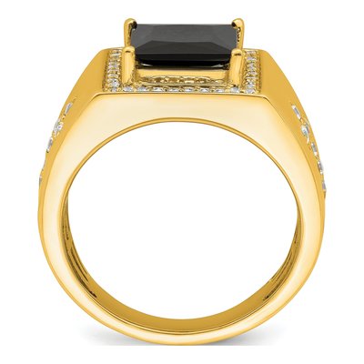 Men's 14K Yellow Gold 1/2 ct tw Onyx & Diamond Cross Ring – view 3