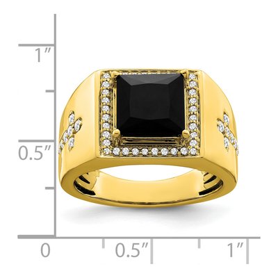 Men's 14K Yellow Gold 1/2 ct tw Onyx & Diamond Cross Ring – view 4