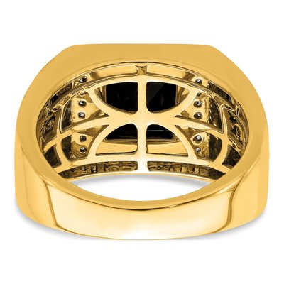 Men's 14K Yellow Gold 1/2 ct tw Onyx & Diamond Cross Ring – view 7
