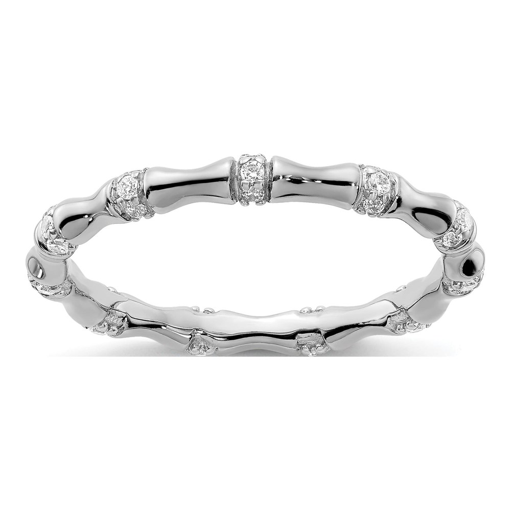 14K White Gold 1/5 ct tw Diamond Bamboo Ring