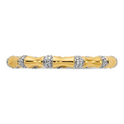 14K Yellow Gold 1/5 ct tw Diamond Bamboo Ring – view 4