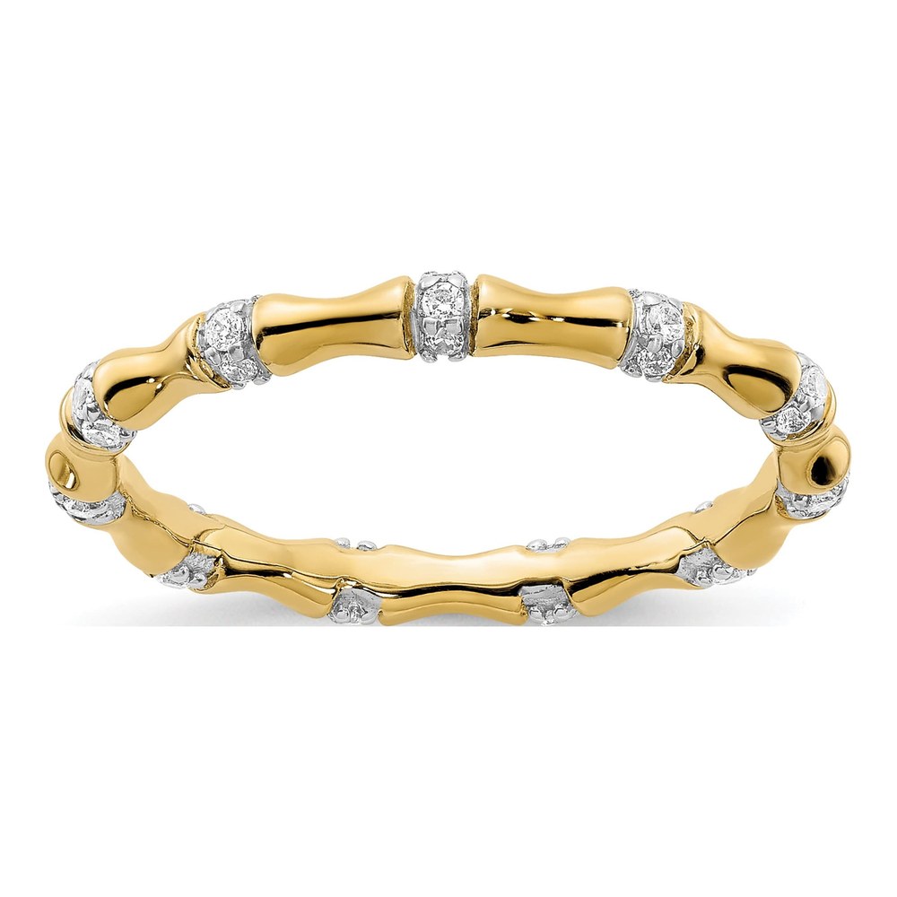 14K Yellow Gold Diamond Bamboo Band Ring