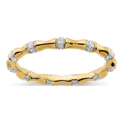 14K Yellow Gold 1/5 ct tw Diamond Bamboo Ring
