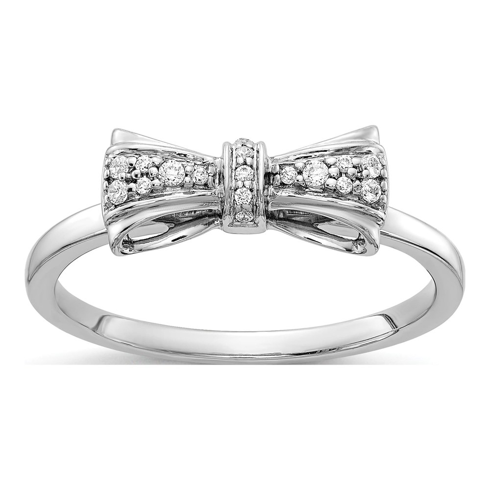 14K White Gold 1/15 ct tw Diamond Bow Ring