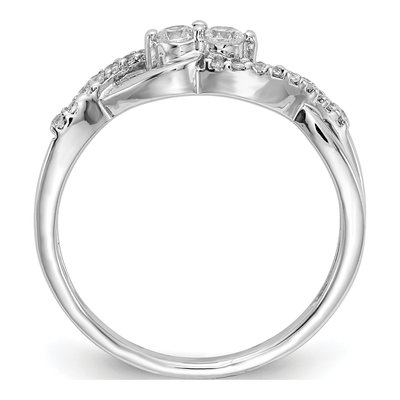 14K White Gold 1/4 ct tw Diamond Twisted 2-Stone Ring – view 2