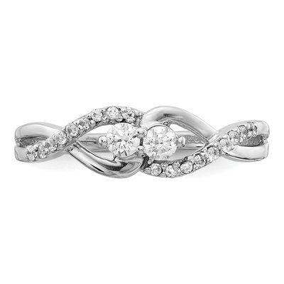 14K White Gold 1/4 ct tw Diamond Twisted 2-Stone Ring – view 4