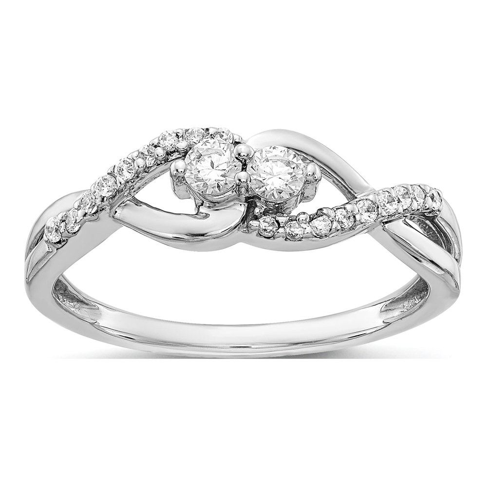 14K White Gold 1/4 ct tw Diamond Twisted 2-Stone Ring