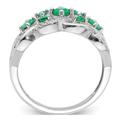 14K White Gold 1/5 ct tw Emerald & Diamond Woven Ring – view 2