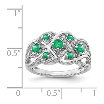 14K White Gold 1/5 ct tw Emerald & Diamond Woven Ring – view 3