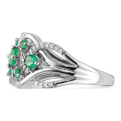 14K White Gold 1/5 ct tw Emerald & Diamond Woven Ring – view 4