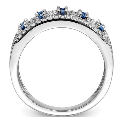 14K White Gold Two-Row Sapphire & Diamond Ring – view 2