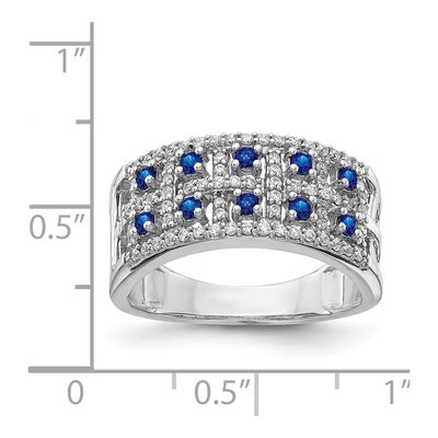 14K White Gold Two-Row Sapphire & Diamond Ring – view 3