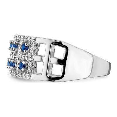 14K White Gold Two-Row Sapphire & Diamond Ring – view 4