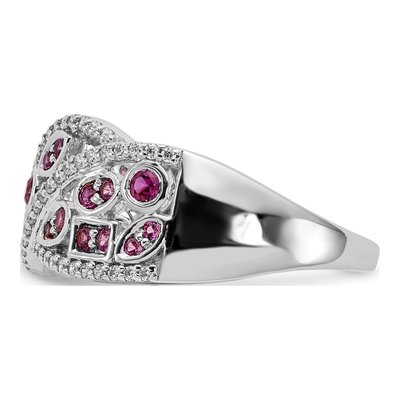 14K White Gold 0.26 ct tw Ruby & Diamond Fancy Ring – view 3