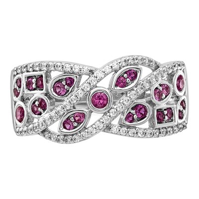 14K White Gold 0.26 ct tw Ruby & Diamond Fancy Ring – view 4