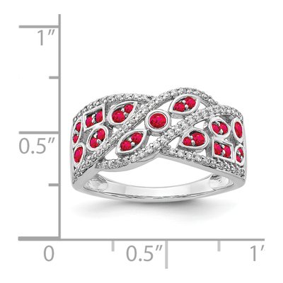 14K White Gold 0.26 ct tw Ruby & Diamond Fancy Ring – view 5