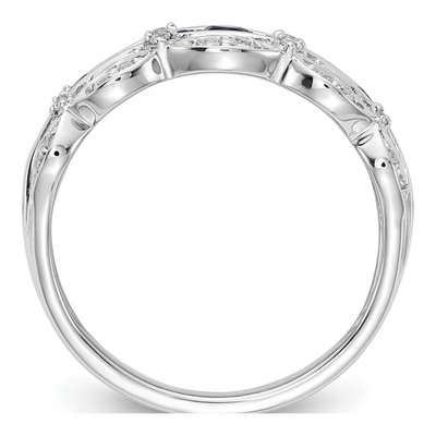 14K White Gold Blue Sapphire & Diamond Fancy Ring – view 2