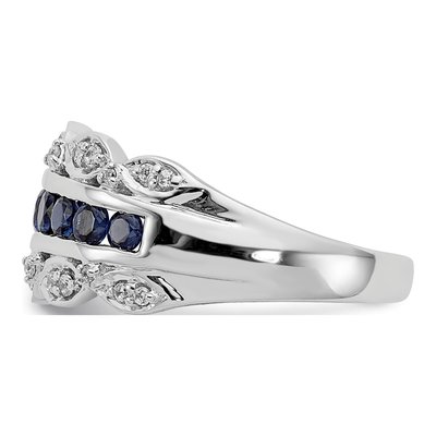 14K White Gold Blue Sapphire & Diamond Fancy Ring – view 3