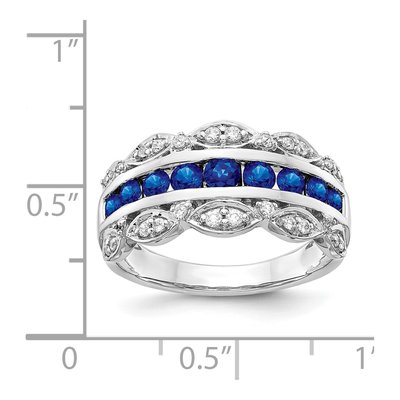14K White Gold Blue Sapphire & Diamond Fancy Ring – view 5