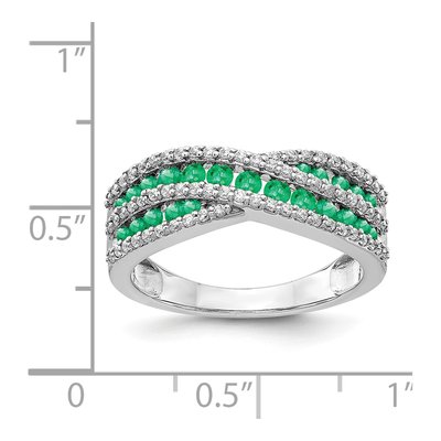 14K White Gold 1/3 ct tw Emerald & Diamond Fancy Ring – view 2