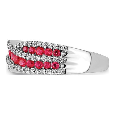 14K White Gold 1/3 ct tw Ruby & Diamond Fancy Ring – view 3