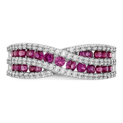 14K White Gold 1/3 ct tw Ruby & Diamond Fancy Ring – view 4