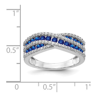 14K White Gold 1/3 ct tw Sapphire & Diamond Fancy Ring – view 2