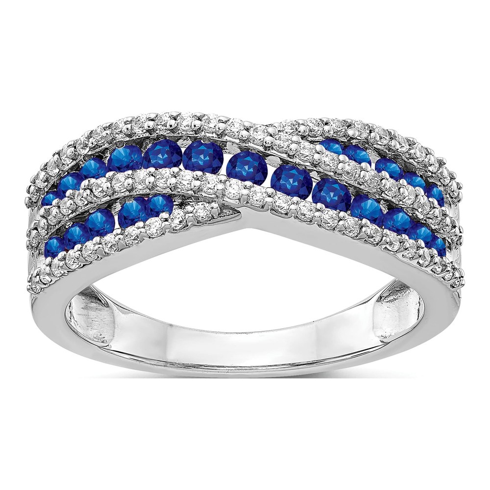 14K White Gold Blue Sapphire & Diamond Fancy Ring