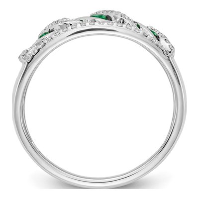 14K White Gold 1/5 ct tw Emerald & Diamond Twist Ring – view 2