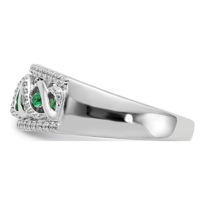 14K White Gold 1/5 ct tw Emerald & Diamond Twist Ring – view 3