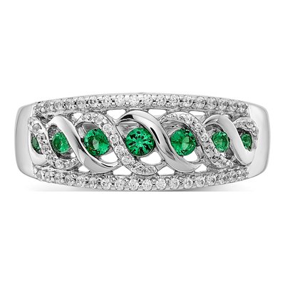 14K White Gold 1/5 ct tw Emerald & Diamond Twist Ring – view 4