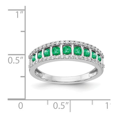 14K White Gold 1/4 ct tw Emerald & Diamond Fancy Ring – view 3