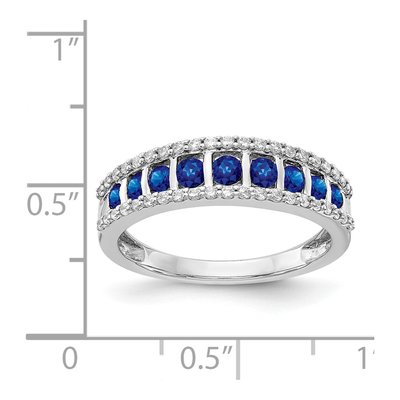 14K White Gold Blue Sapphire & Diamond Fancy Ring – view 3