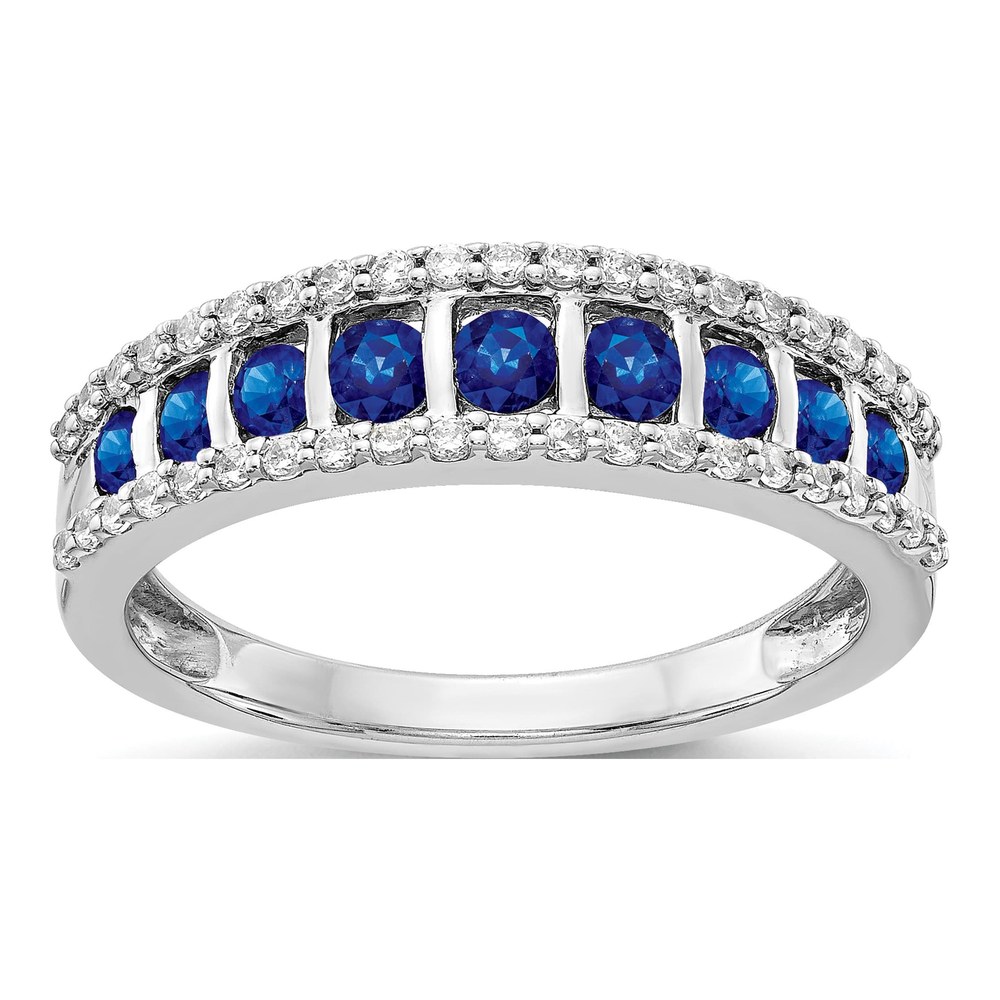14K White Gold Blue Sapphire & Diamond Fancy Ring